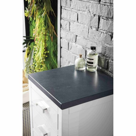 James Martin Vanities Addison 15in Base Cabinet, Glossy White w/ 3 CM Charcoal Soapstone Quartz Top E444-BC15-GW-3CSP